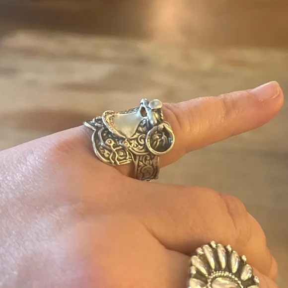 Sterling Silver Horse Saddle Ring Size 10.5 - Picture 3 of 3